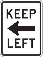 6CFJ5 Traffic Sign, 24 x 18In, BK/WHT, Keep Left