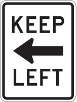 4KTN9 Traffic Sign, 24 x 18In, BK/WHT, Keep Left