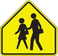 3ZTJ1 Traffic Sign, 24 x 24In, BK/FLUOR YEL, SYM
