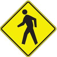 6AHT1 Traffic Sign, 30 x 30In, BK/YEL, SYM, W11-2