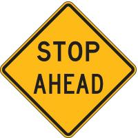 3ZTK1 Traffic Sign, 18 x 18In, BK/YEL, Stop Ahead
