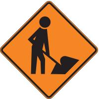 6CFK9 Traffic Sign, 30 x 30In, BK/ORN, SYM, W21-1A
