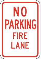 6AHG5 Fire Lane Sign, 18 x 12In, R/WHT, ENG, Text