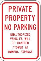 6AHG7 Parking Sign, 18 x 12In, R/WHT, Text, MUTCD