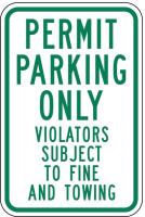 3ZTR2 Parking Sign, 18 x 12In, GRN/WHT, Text