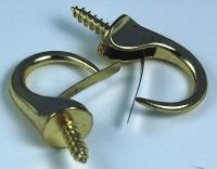 3ZVG5 Safety Cup Hook, Brass, 1 1/4 In L, PK2