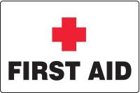 3ZZC9 First Aid Sign, 24 x 36In, R and BK/WHT