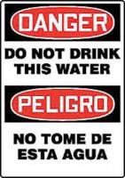 3ZZK6 Danger Sign, 14 x 10In, R and BK/WHT, Text