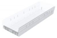40K449 Shelf Bin, 23-5/8 x 8-3/8 x 4, Clear