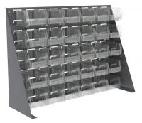 40K473 Louvered Bench Rack, 30 Bins, Clear