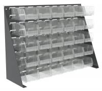 40K474 Louvered Bench Rack, 30 Bins, Clear