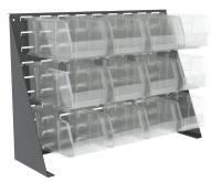 40K475 Louvered Bench Rack, 12 Bins, Clear