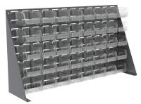 40K476 Louvered Bench Rack, 40 Bins, Clear