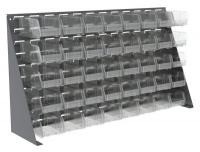 40K477 Louvered Bench Rack, 40 Bins, Clear