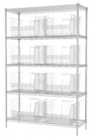 40K505 Bin Shelving, Wire, 48x18, 8 Bins, Clear