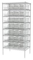 40K507 Bin Shelving, Wire, 36x24, 28 Bins, Clear