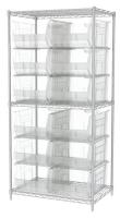 40K509 Bin Shelving, Wire, 36x24, 12 Bins, Clear