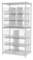 40K510 Bin Shelving, Wire, 36x24, 18 Bins, Clear