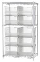 40K511 Bin Shelving, Wire, 36x24, 10 Bins, Clear