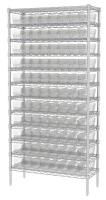 40K512 Bin Shelving, Wire, 36x14, 96 Bins, Clear