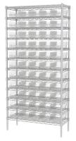 40K513 Bin Shelving, Wire, 36x14, 60 Bins, Clear