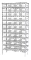 40K514 Bin Shelving, Wire, 36x14, 48 Bins, Clear