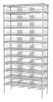 40K515 Bin Shelving, Wire, 36x14, 36 Bins, Clear