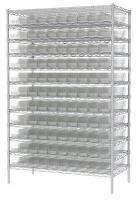 40K520 Bin Shelving, Wire, 48x24x74, 120 Bins, Clr