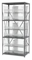 40K536 Bin Shelving, Steel, 36x24x79, 12 Bins, Clr