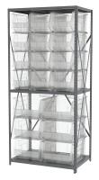 40K537 Bin Shelving, Steel, 36x24x79, 18 Bins, Clr