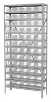 40K543 Bin Shelving, Steel, 36x12x79, 60 Bins, Clr