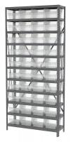 40K551 Bin Shelving, Steel, 36x12x79, 40 Bins, Clr