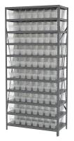 40K553 Bin Shelving, Steel, 36x18x79, 80 Bins, Clr