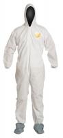 40L021 Hooded Disposable Coverall, White, L, PK 25