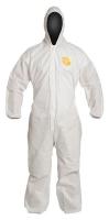 40L054 Hooded Disp. Coverall, White, 5XL, PK 25