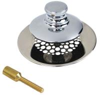 40L399 Bathtub Stopper and Drain, Push Pull, Grid