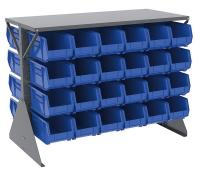 40L683 Lvrd Floor Rk, Double-Sd, 48 Bins, Blue