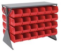 40L684 Lvrd Floor Rk, Double-Sd, 48 Bins, Red