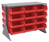 40L688 Lvrd Floor Rk, Double-Sided, 24 Bins, Red