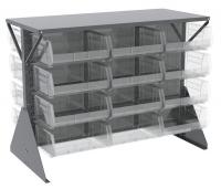 40L689 Lvrd Floor Rk, Double-Sided, 24 Bins, Clear