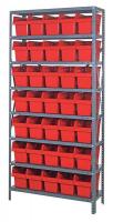 40N192 Bin Shelving, Steel, 36x12x75, 35 Bins, Red