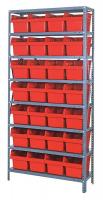 40N193 Bin Shelving, Steel, 36x12x75, 28 Bins, Red