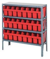 40N204 Bin Shelving, Steel, 36x18x39, 24 Bins, Red