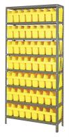 40N208 Bin Shelving, Steel, 36x12x75, 56 Bins, Ylw