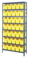 40N209 Bin Shelving, Steel, 36x12x75, 36 Bins, Ylw