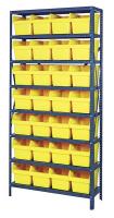 40N210 Bin Shelving, Steel, 36x12, 75, 28 Bins, Ylw