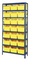 40N211 Bin Shelving, Steel, 36x12x75, 21 Bins, Ylw