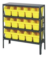 40N213 Bin Shelving, Steel, 36x12x39, 15 Bins, Ylw