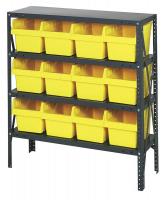 40N214 Bin Shelving, Steel, 36x12x39, 12 Bins, Ylw