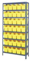 40N217 Bin Shelving, Steel, 36x18x75, 35 Bins, Ylw